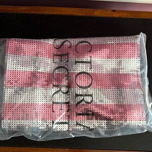 NWT Victoria's Secret Silver Pink Sequin Bling 2015 Black Friday Tote Travel Bag